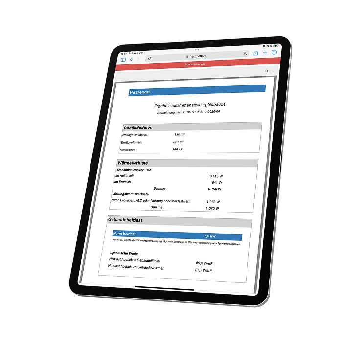 Heizlast-Report für Sontra